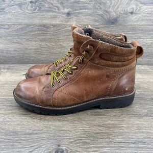 Roan Dino Boots Mens 7.5 Brown Leather Lace Up Lug Sole Rugged Ankle Boots
